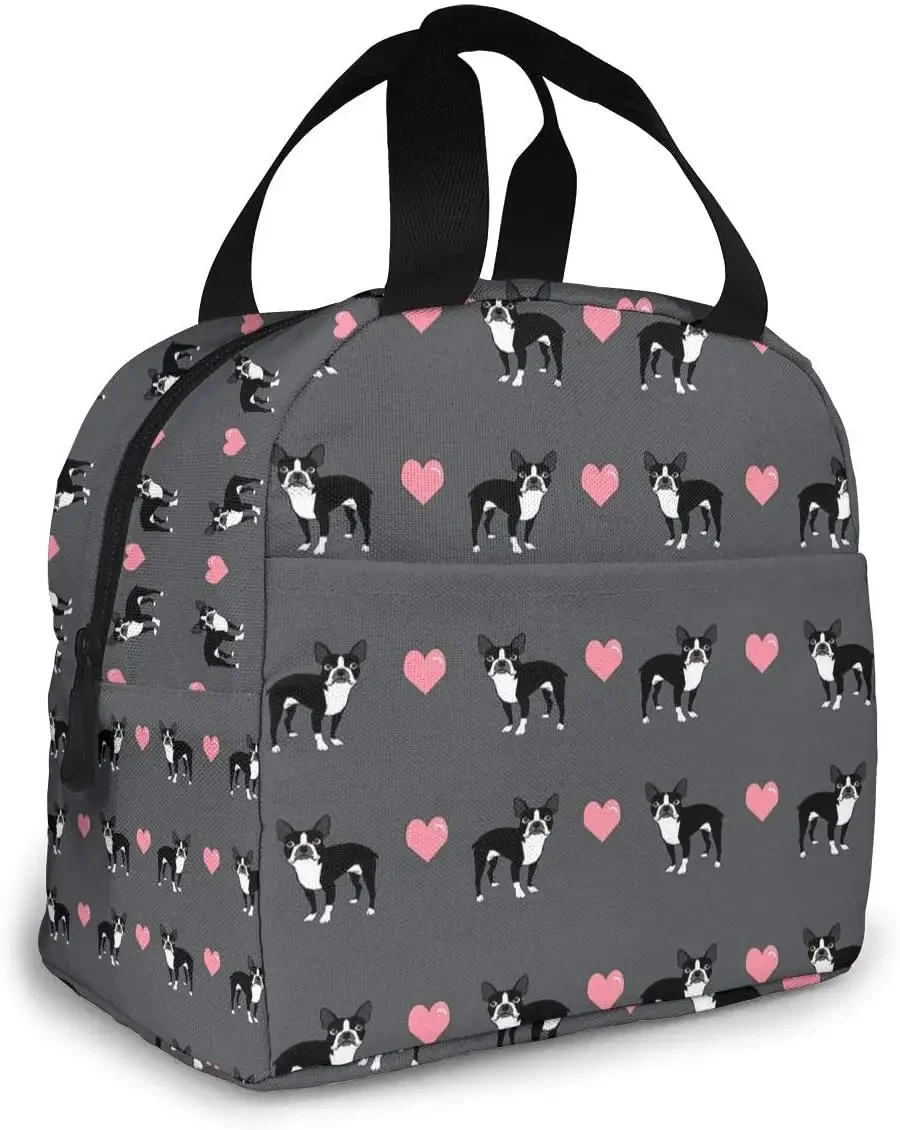Women Bags Grey - Grey Boston Terrier Insulated Lunch Bag