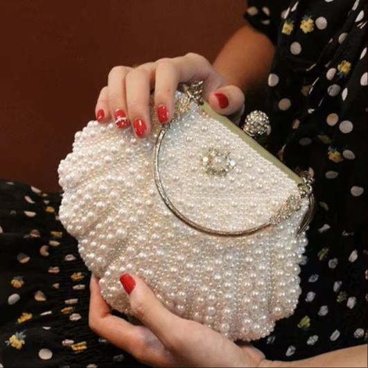Evening Bag Beaded - 2023 New Shell Pearl Rhinestone Dinner