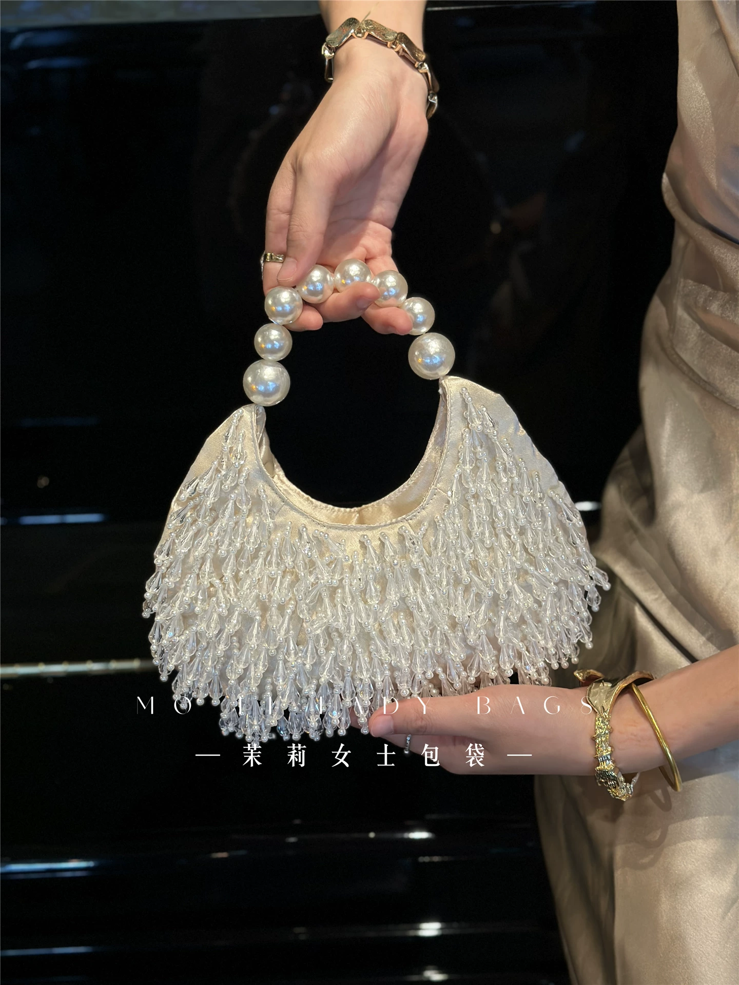 Luxury Satin Women Handbag Hig - Evening Bag Beaded recension och pris
