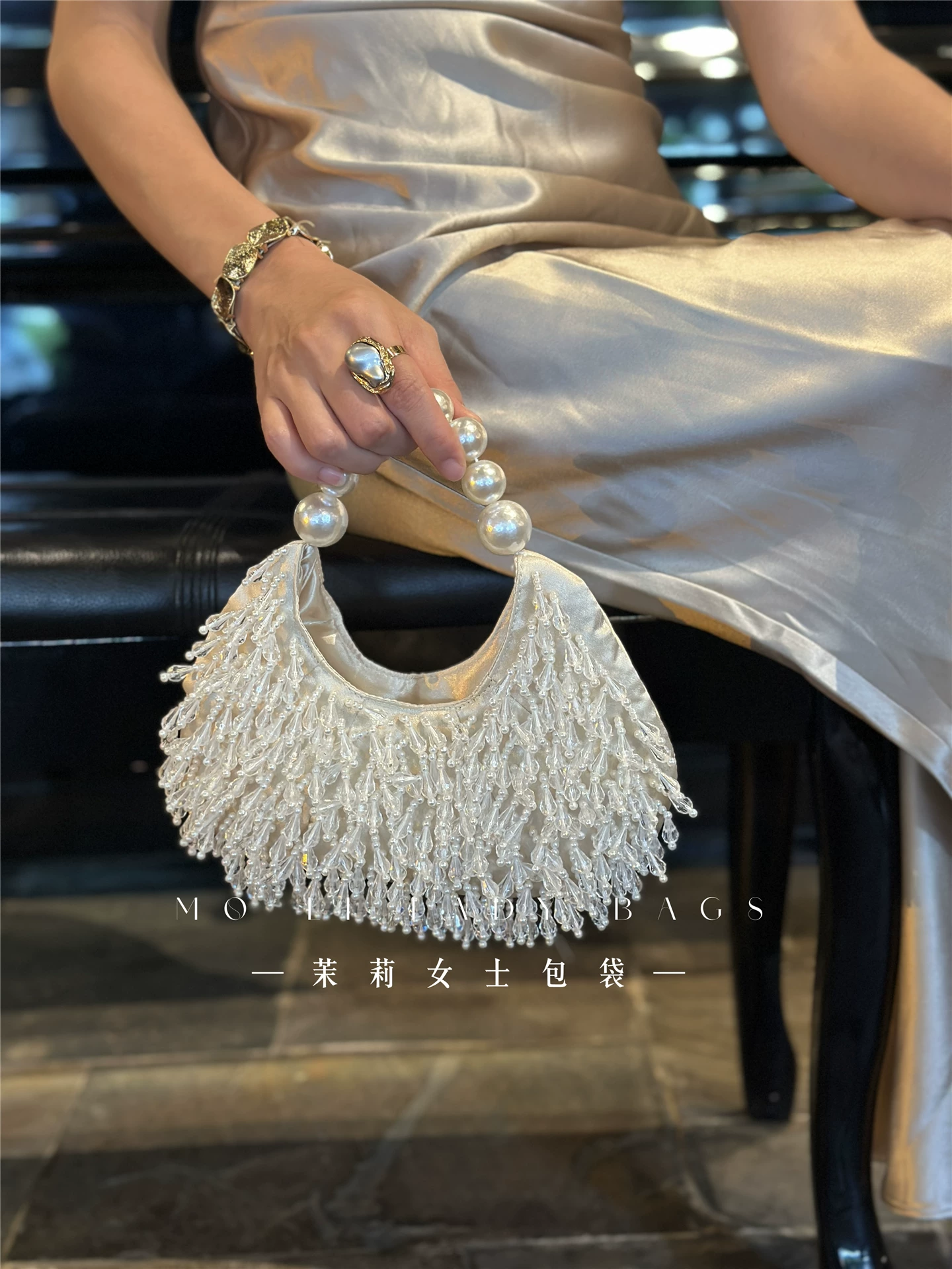 Luxury Satin Women Handbag Hig - Evening Bag Beaded recension och pris