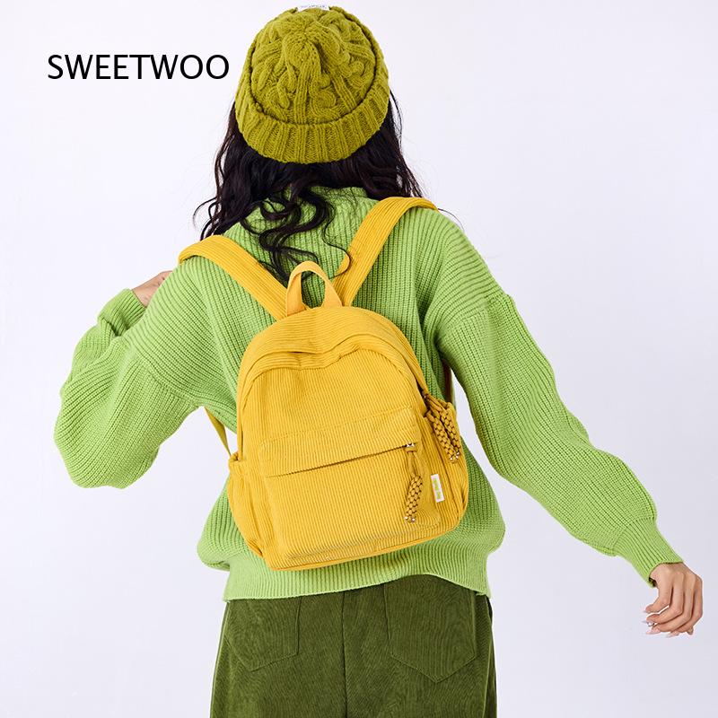 2026 Mustard Yellow Corduroy M - Mini Backpack Women recension och pris