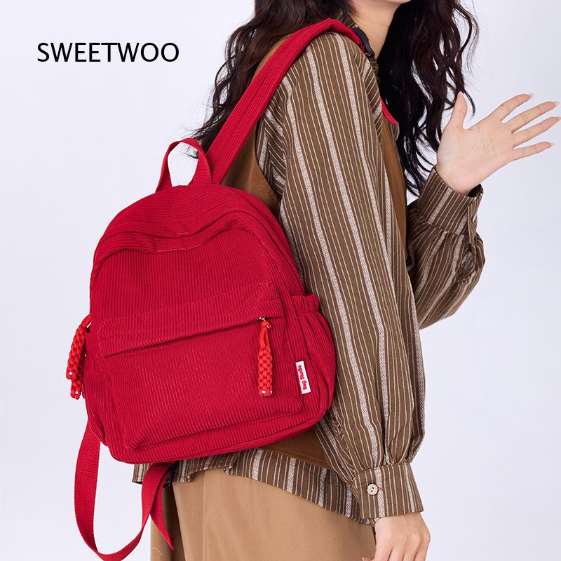 2026 Mustard Yellow Corduroy M - Mini Backpack Women recension och pris