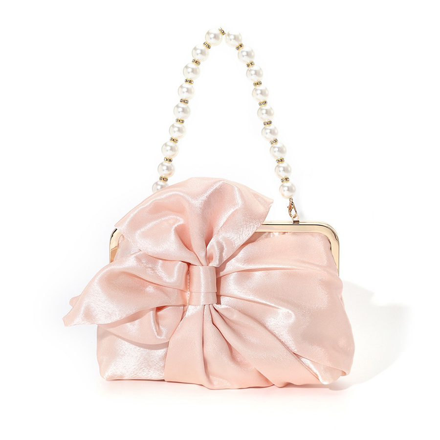 White Satin Big Bow Evening Ba - Evening Bag Beaded recension och pris