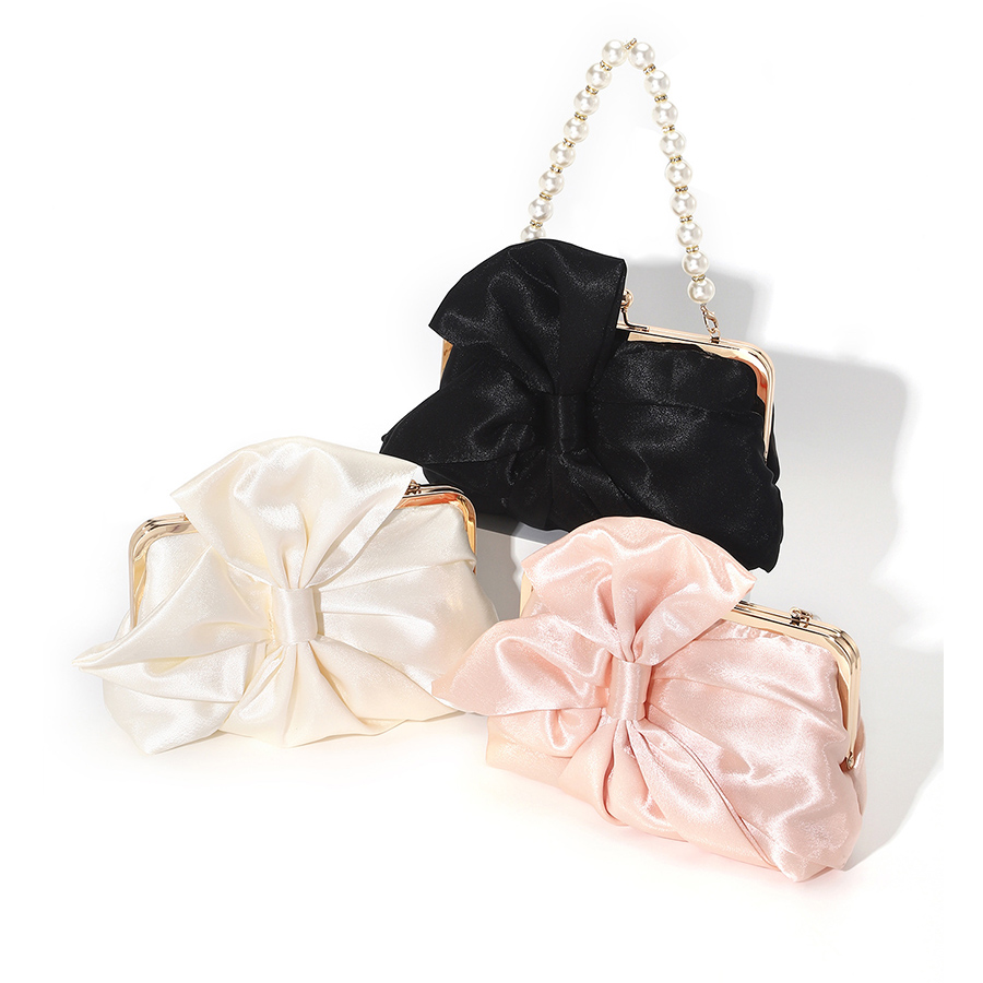 White Satin Big Bow Evening Ba - Evening Bag Beaded recension och pris