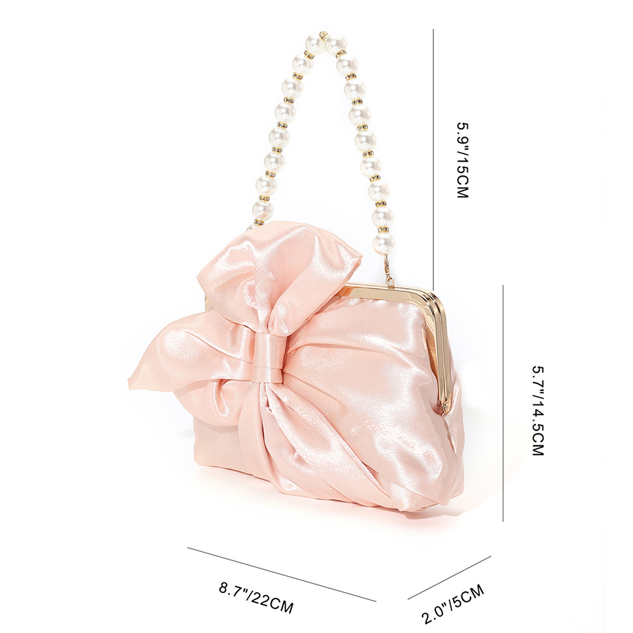 White Satin Big Bow Evening Ba - Evening Bag Beaded recension och pris