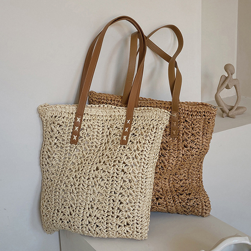 Square Hollow Straw Beach Bag  - Women Bags Handmade recension och pris