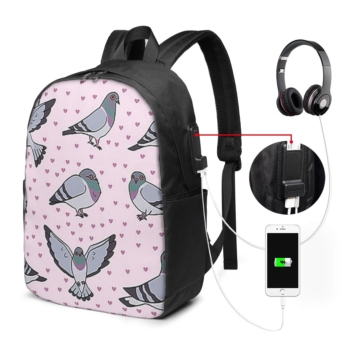 Cute Cartoon Pigeons Pack Back - Women Bags Pack recension och pris
