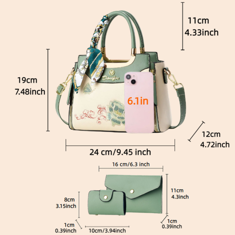 3-piece embroidered handbag se - Women'S Bags Handbags recension och pris